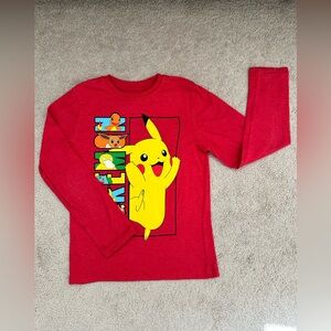 Pokémon Boys Pikachu Graphic Print Long Sleeve T-Shirt Size Small Red
